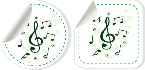 Ikon catatan musik klef treble pada set stiker — Stok Foto