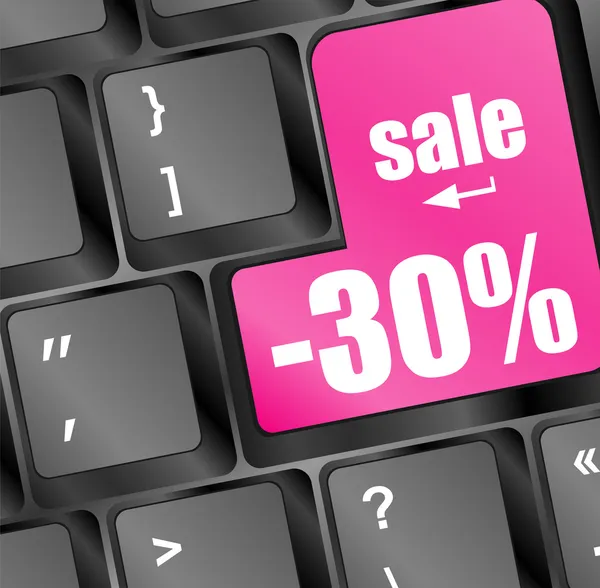 Cumpărături on-line, vânzarea cheilor roșii pe tastatură — Fotografie, imagine de stoc