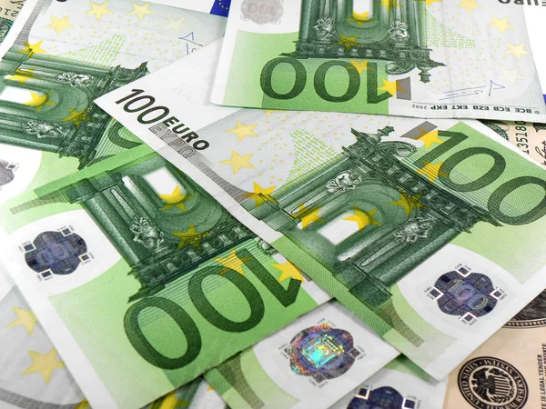 Pozadí s různými Evropské unie bankovky — Stock fotografie
