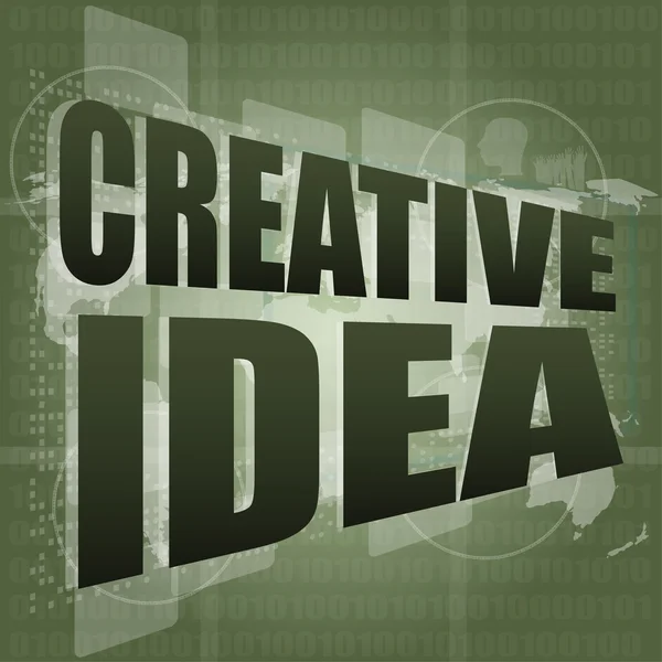 Palabras de la idea creativa en la pantalla digital. concepto de negocio —  Fotos de Stock