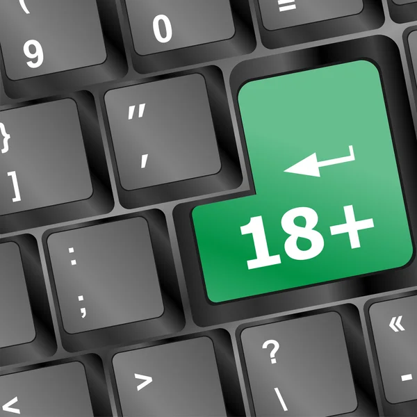 18+ button on computer keyboard — Stock Photo, Image