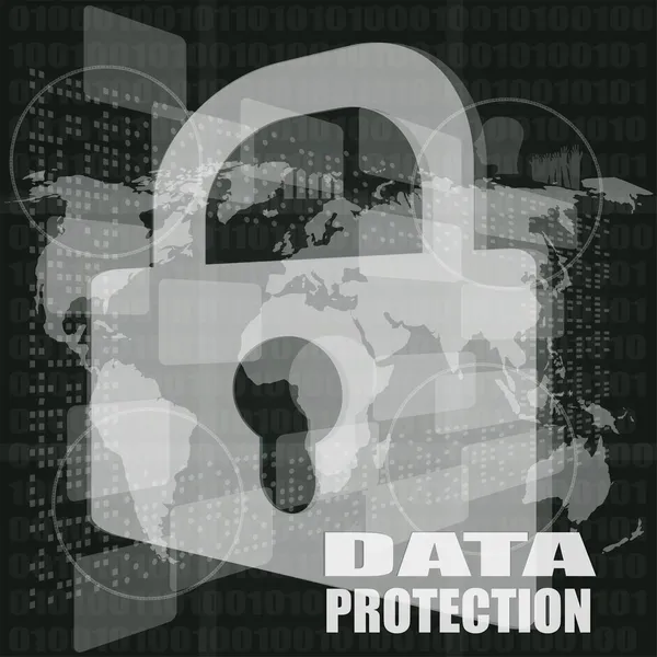 Säkerhetsbegreppet: Lock på digital skärm och digital skydd word — Stockfoto