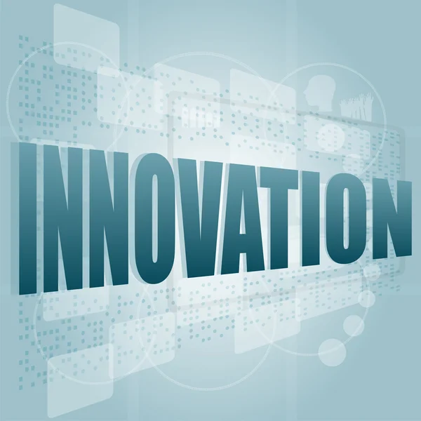 Innovation ordet på ett gränssnitt pekskärm — Stockfoto