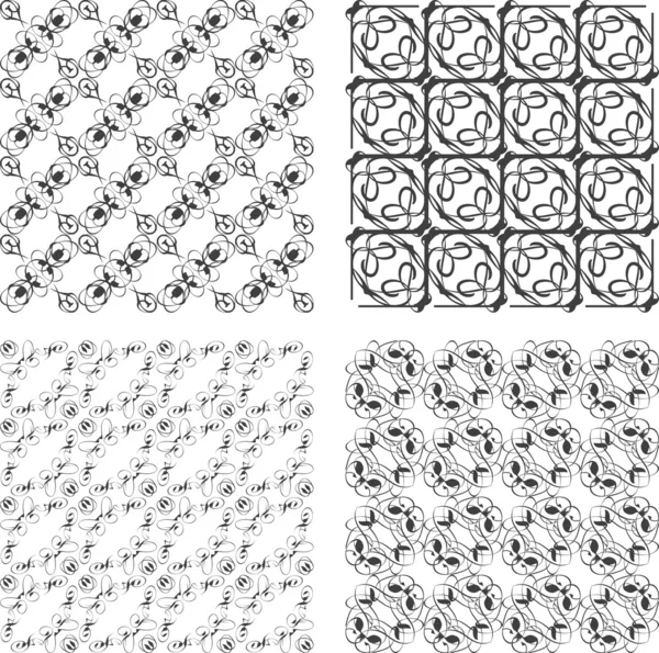 Set of monochrome classic geometric seamless patterns. Traditional backgrounds collection — Stock Photo, Image