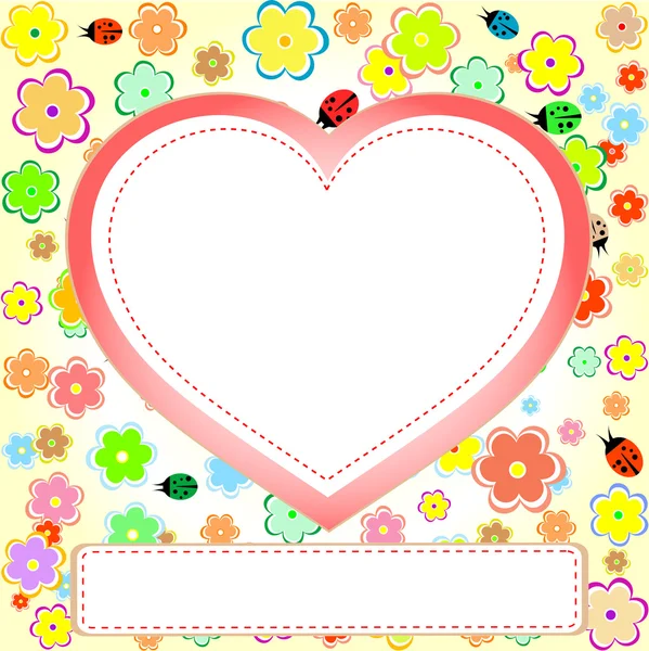 Heart valentines day background with flowers — Stock Photo, Image