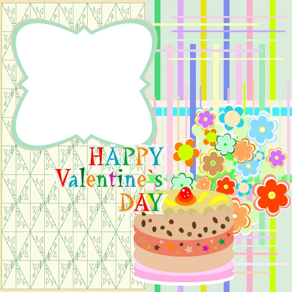 Fragola e crema nuziale o torta di giorno di valentines con fiori — Foto Stock