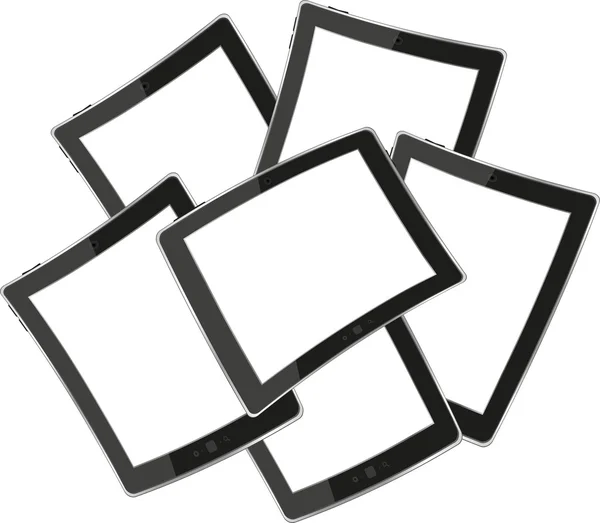 Conjunto de tabletas cómicas digitales con pantalla en blanco aislada en blanco — Foto de Stock