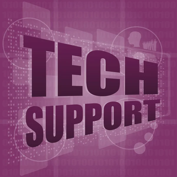 Palavra de suporte técnico em uma interface de tela sensível ao toque — Fotografia de Stock