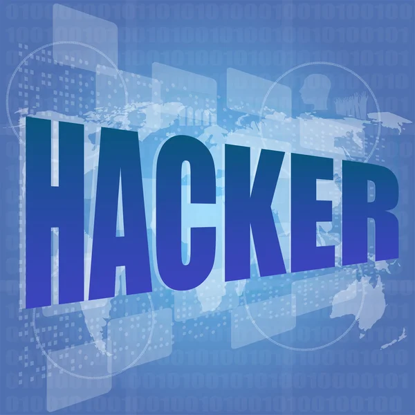 Hacker word on digital screen. Computer security concept — Stock Photo, Image