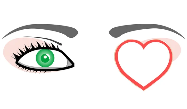 Абстрактная карта с сердцем и женским глазом — стоковое фото