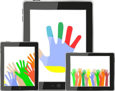 tablet pc ekran eller. dijital cihazlar seti