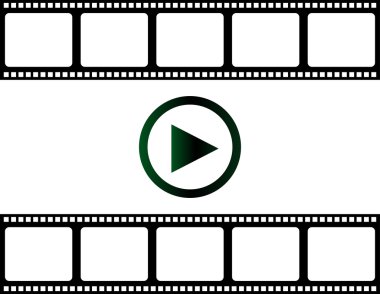 Blank film strip with play button clipart