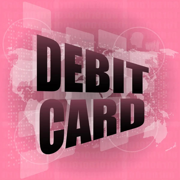 Carta di debito parola sul touch screen digitale — Foto Stock