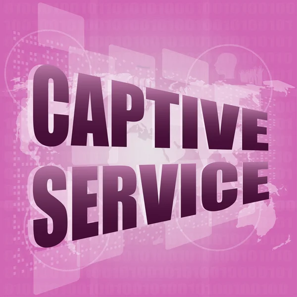Captive Service Words auf digitalem Touchscreen und Weltkarte — Stockfoto