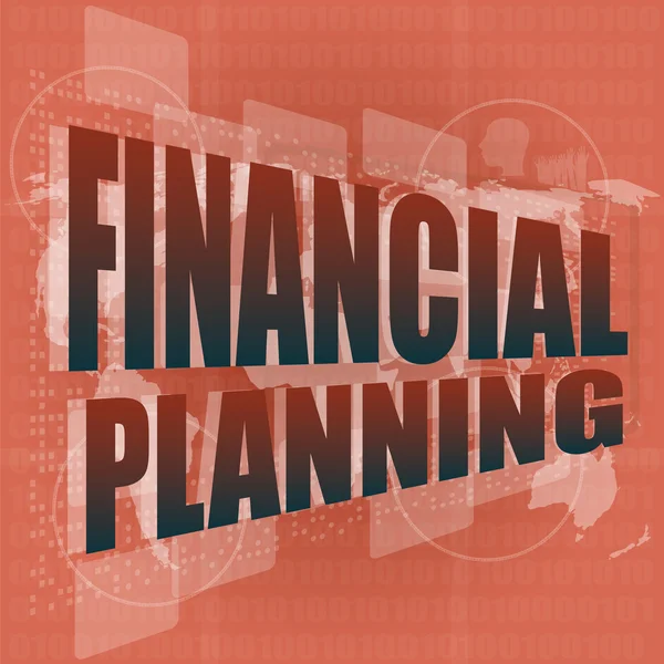 Business concept: words financial planning on digital screen — Stock Photo, Image