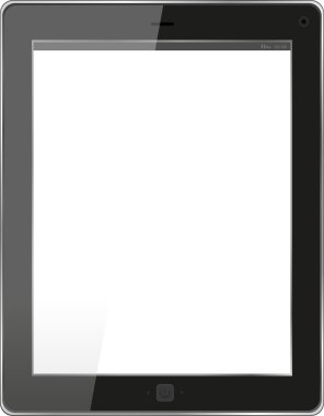 Beyaz arkaplanda boş ekran izole edilmiş gerçekçi tablet pc bilgisayar