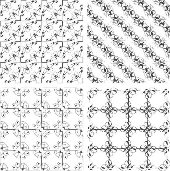 Zestaw monochromatyczne bezszwowe wzory geometryczne, kolekcja tła — Zdjęcie stockowe