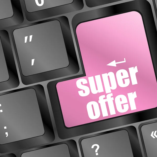 Super offer text on laptop keyboard — Stock Photo, Image