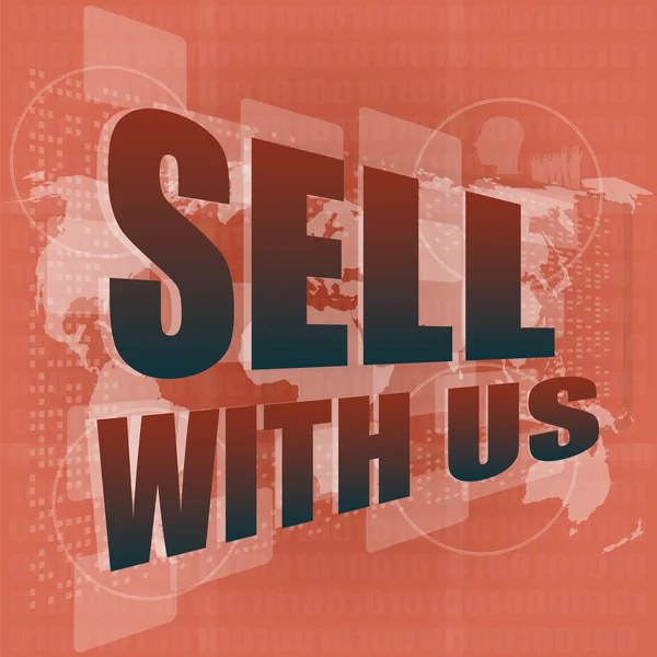 Sell with us word on digital screen — Stock Photo, Image