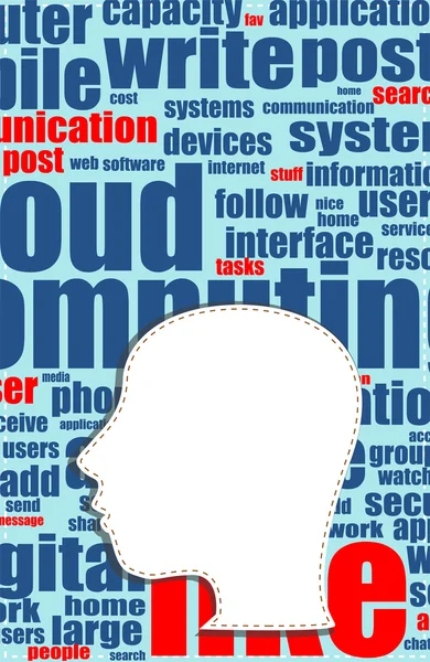 Parola concetto di business cloud al di fuori della forma della testa, carriera — Foto Stock