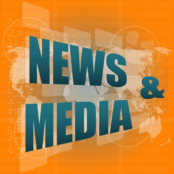 News and press concept: words News and media on digital screen — Stock Photo, Image