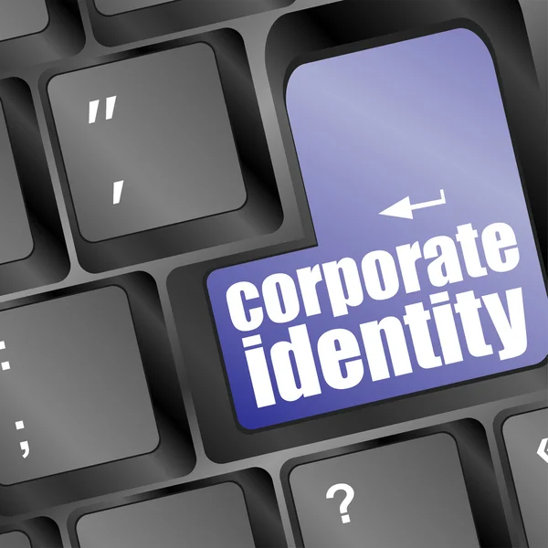 Parole di identità aziendale sulla tastiera del computer — Foto Stock