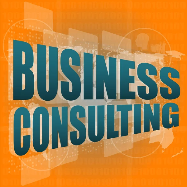 Palavras consultoria de negócios na tela digital, conceito de negócio — Fotografia de Stock