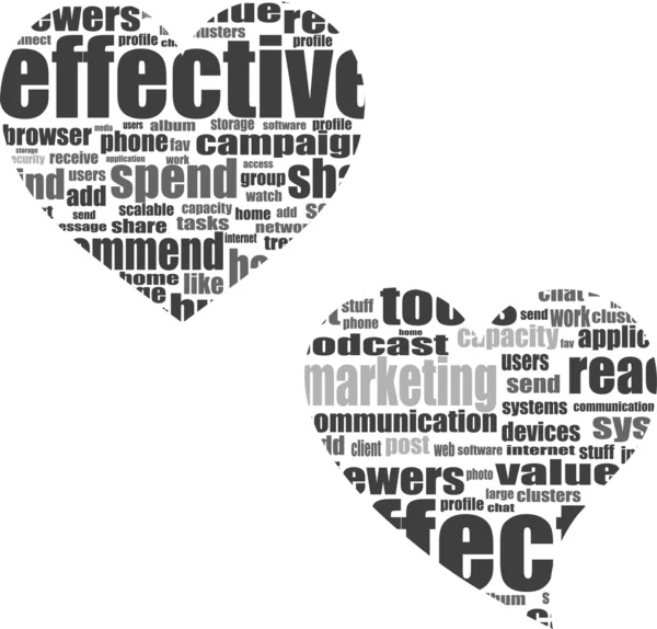 Marketing. Word collage set in heart shape — Stock Photo, Image