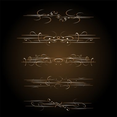 dekoratif tasarım öğeleri kümesi. Altın bölücüler