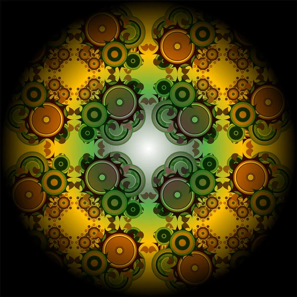 Vivid mandala wheel, digital fractal artwork, abstract illustration — Stock Photo, Image