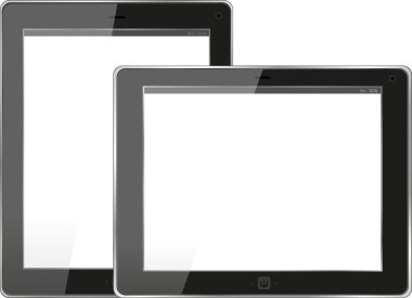 tablet bilgisayar. siyah çerçeve tablet pc ekran ile. Beyaz arka plan üzerinde izole