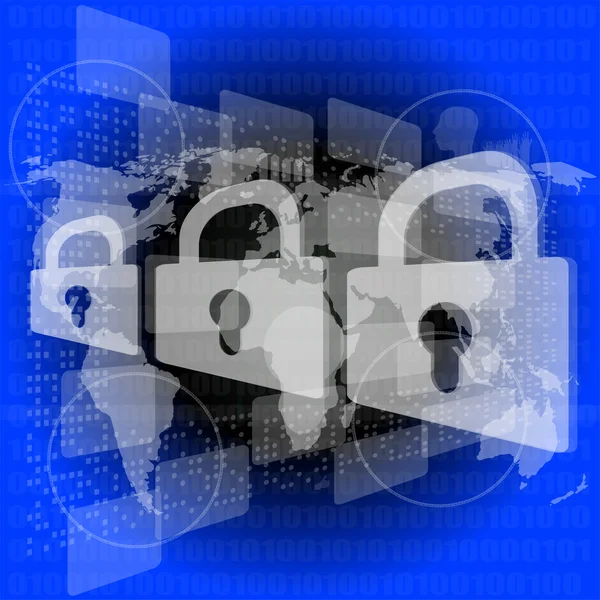 Security concept: Lock on digital screen — Stock Photo, Image