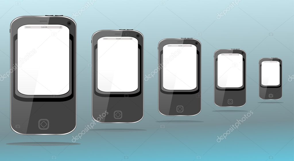 Group of black smartphones on abstract background