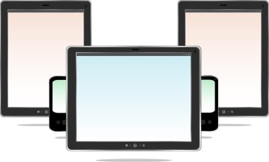 tablet bilgisayar. siyah çerçeve tablet pc ekran ile. Beyaz arka plan üzerinde izole
