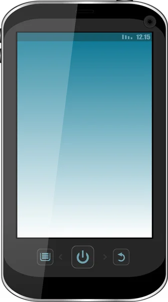 Smartphone moderno con pantalla azul aislada en blanco — Foto de Stock