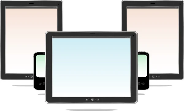 Computer tablet. pc tablet cornice nera con schermo. isolato su sfondo bianco — Foto Stock