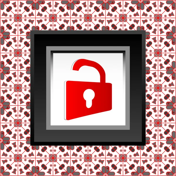 Skydda ikonen - röd öppnade hänglåsikonen — Stockfoto