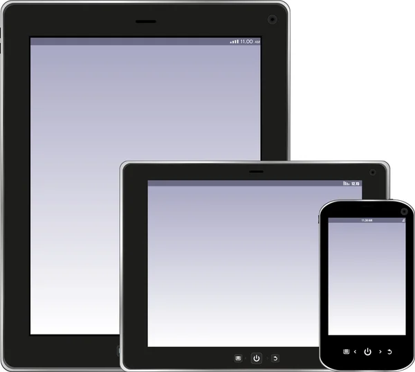 Tablet PC y smartphone aislados sobre fondo blanco — Foto de Stock