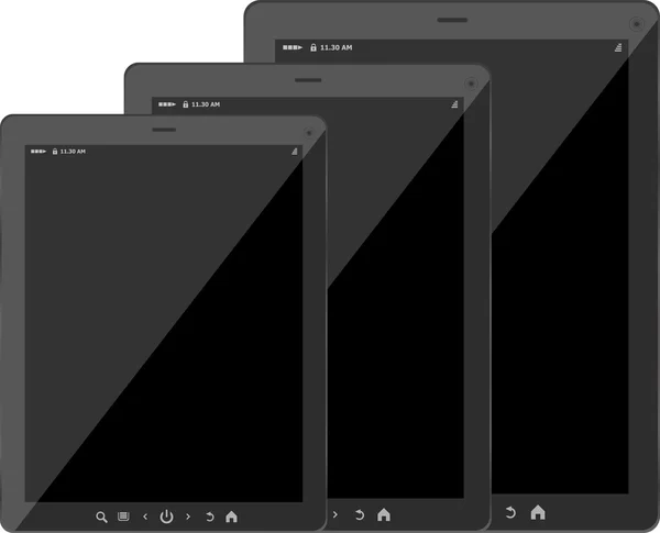Набір планшетів з чорним екраном ізольовано на білому тлі — стокове фото