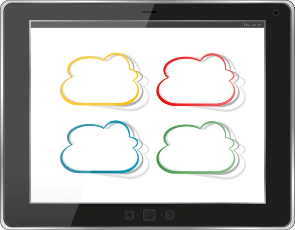 Connessione cloud-computing sul pc tablet digitale. Immagine concettuale. Isolato su bianco — Foto Stock