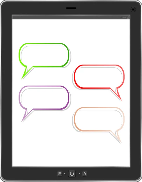 Speech bubble on black tablet social network concept — Stock Photo, Image