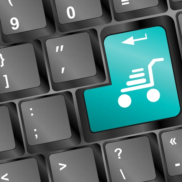 Shopping cart icon on keyboard key — Stock Photo, Image
