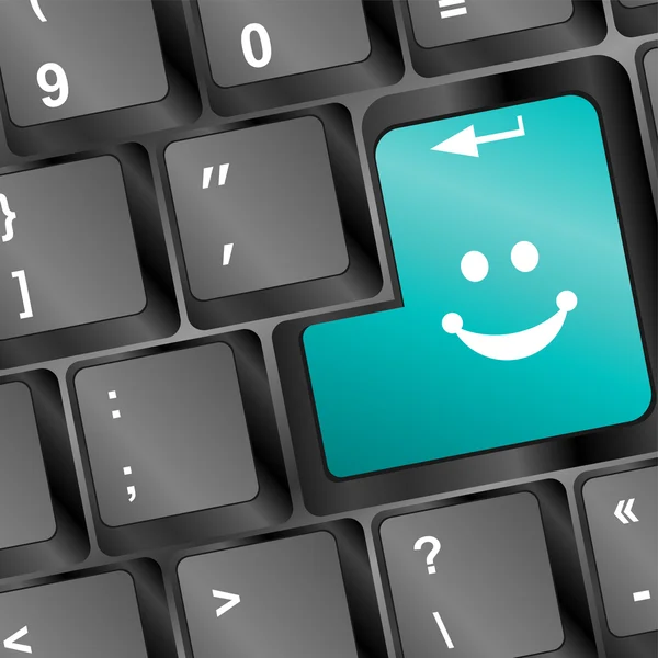 Teclado de ordenador con tecla sonrisa - concepto de negocio — Foto de Stock