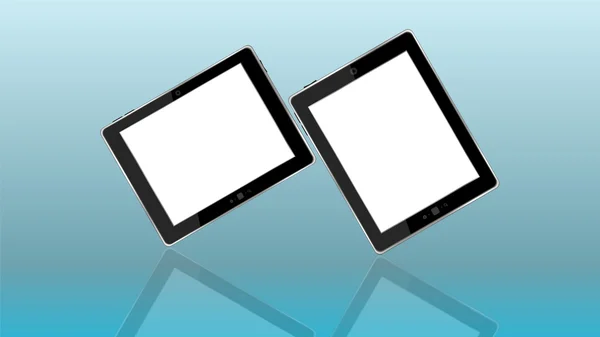 Schwarzer abstrakter Tablet-Computer (Tablet-PC) auf weißem Hintergrund, modernes tragbares Touchpad-Gerät — Stockfoto