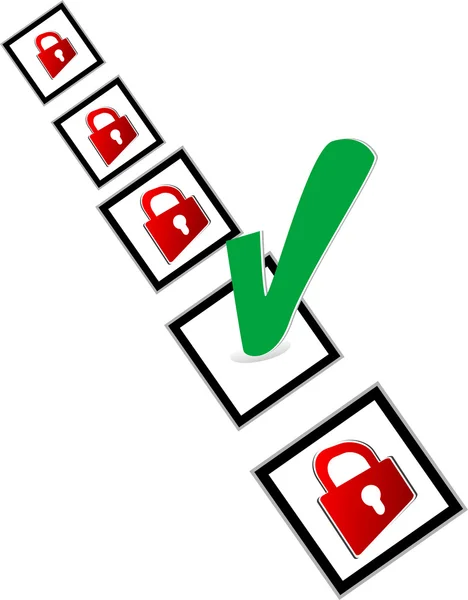 Casilla de verificación con marca de verificación roja y verde — Foto de Stock