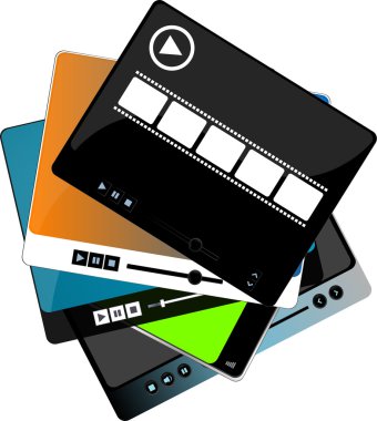 media player arabirimi kümesi üzerinde beyaz izole
