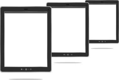 tablet bilgisayar. siyah çerçeve tablet pc ekran ile. Beyaz arka plan üzerinde izole