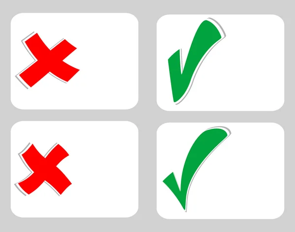 Check mark stickers set on blank white card — Stock Photo, Image