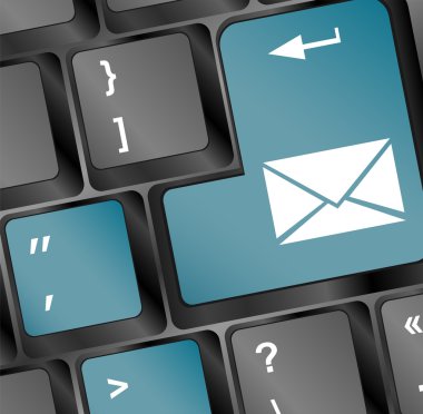 Mail klavye düğme üstünde mavi klavye