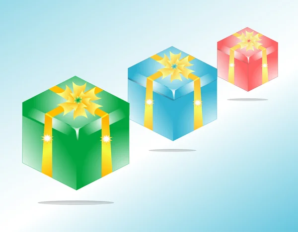 Подарункова коробка: подарункова коробка в трьох кольорових варіантах — стокове фото